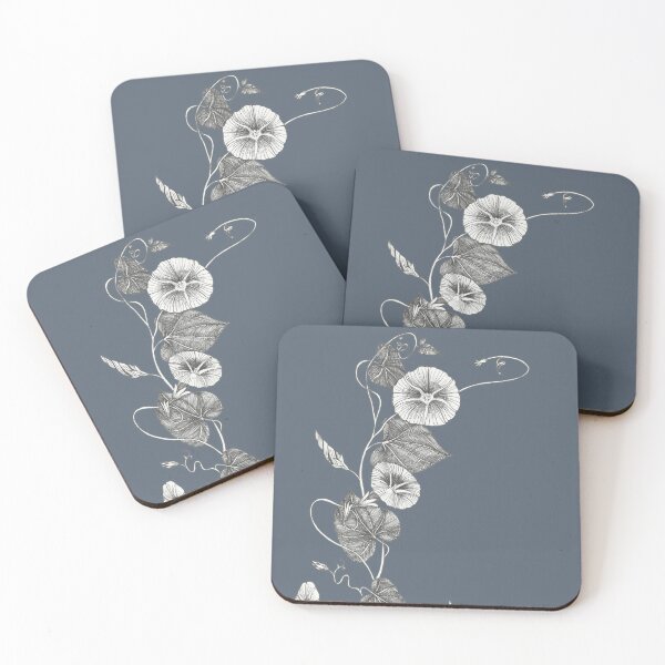 Item preview, winding ipomoea wild meadow flower on dark background designed and sold by EllenLambrichts.