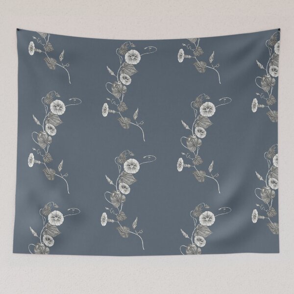 Item preview, winding ipomoea wild meadow flower on dark background designed and sold by EllenLambrichts.