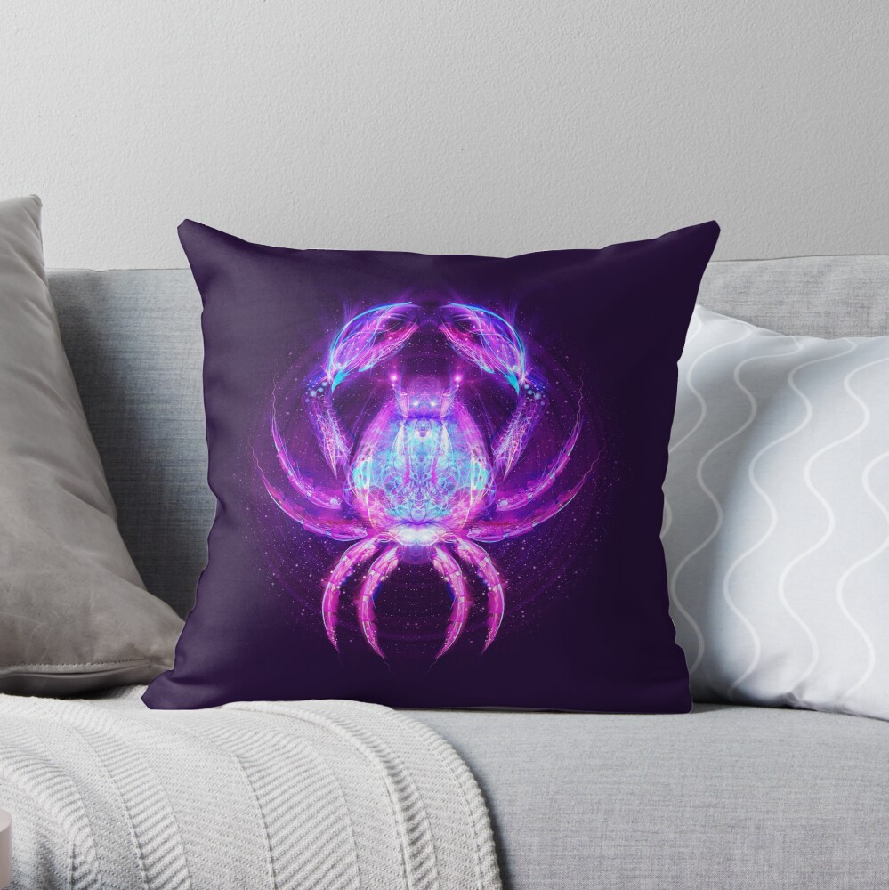Cancer Zodiac Lightburst Throw Pillow