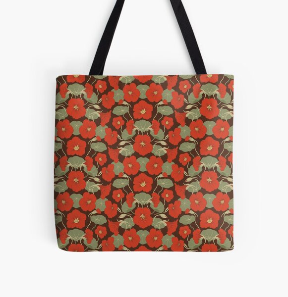 Nasturtium red All Over Print Tote Bag