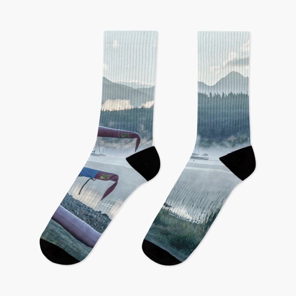 Item preview, Sail Boat Lake Fog // Calming Sunrise in the Mountains on the Water designed and sold by catbyrdcolorado.