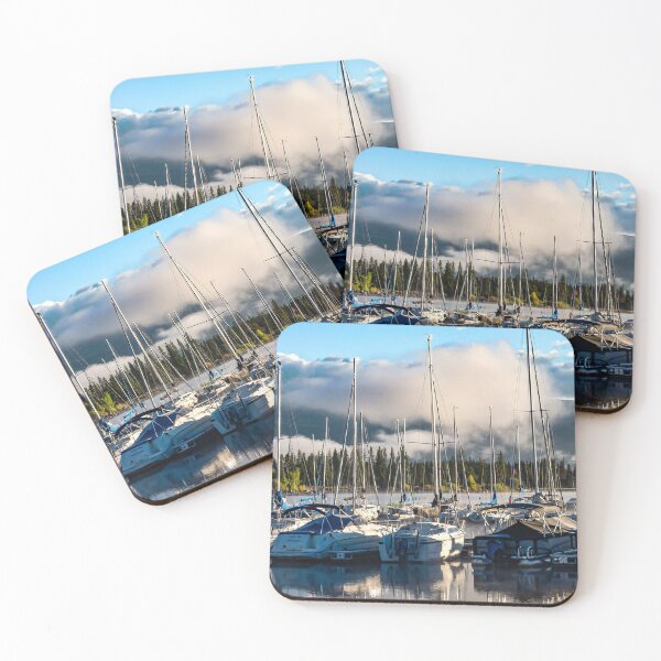 Item preview, Sailboat Harbor // Lake Dillon Colorado Docked Sailboats Foggy Clouds designed and sold by catbyrdcolorado.