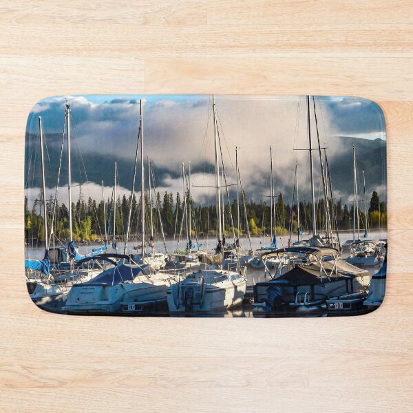 Item preview, Sailboat Harbor // Lake Dillon Colorado Docked Sailboats Foggy Clouds designed and sold by catbyrdcolorado.