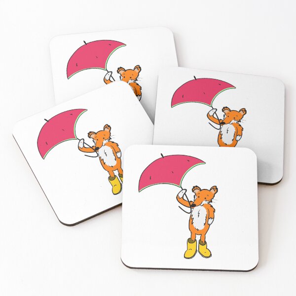 Item preview, Cute fox with wellies and watermelon umbrella random animal art designed and sold by kaf1.
