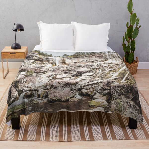Item preview, Rock Land Waterfall // Dull High Contrast Gray Tone Wilderness Photograph designed and sold by catbyrdcolorado.