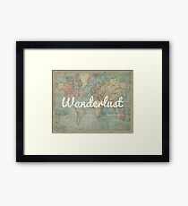 wanderlust on vintage map Framed Print