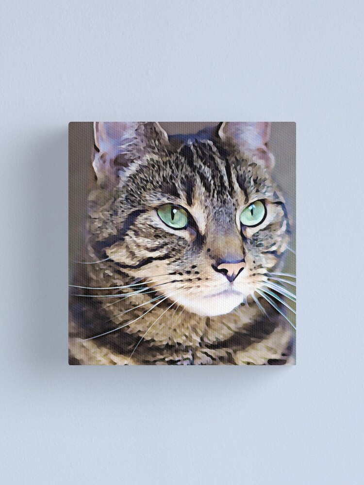 Alternate view of Tabby Green-Eyed Beauty Art Digital Art Painting Canvas Print