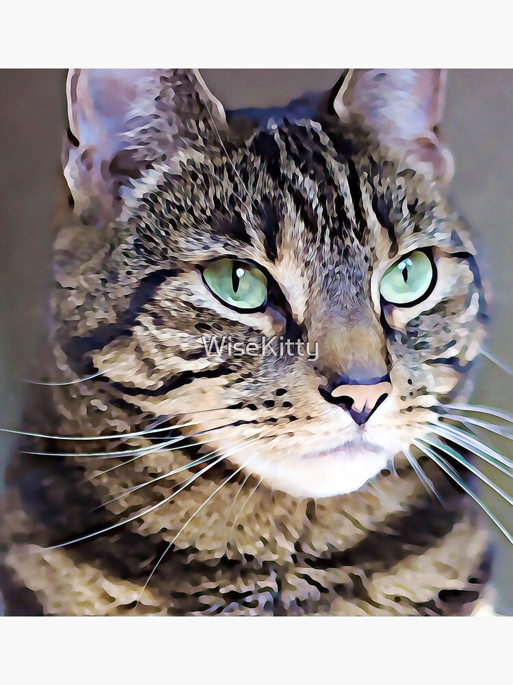 Tabby Green-Eyed Beauty Art Digital Art Painting by WiseKitty