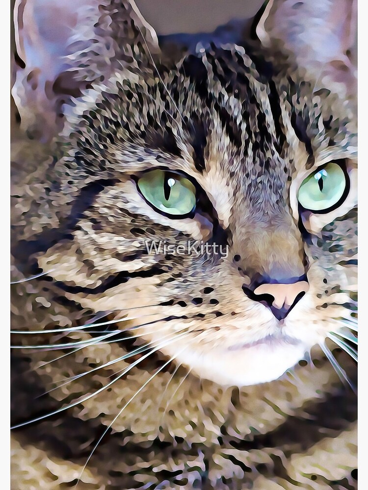 Tabby Green-Eyed Beauty Art Digital Art Painting by WiseKitty