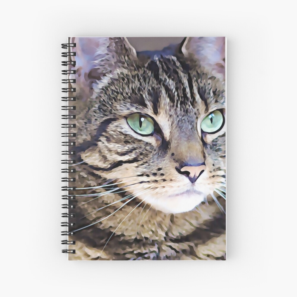 Tabby Green-Eyed Beauty Art Digital Art Painting Spiral Notebook