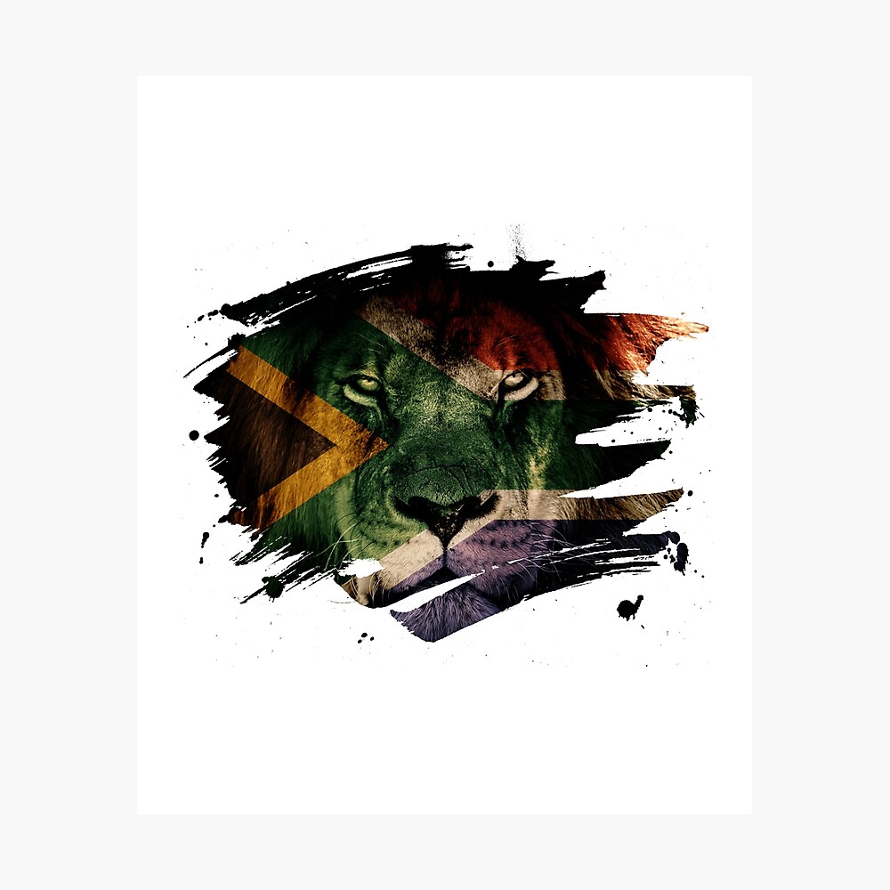 South Africa Flag African Lion Picture South African Pride T Shirt Poster By Ockshirts Redbubble