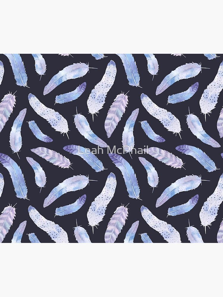 Purple and Navy Boho Feathers by LeahMcPhail