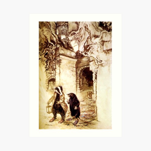 Badger and Rat in the Tunnels - The Wind in the Willows, Arthur Rackham Art Print