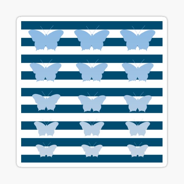 Butterflies and Stripes Pattern Teal White Blue Sticker