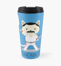 Don't Stop Meow! Cute Freddie Cat with quote. Travel Mug