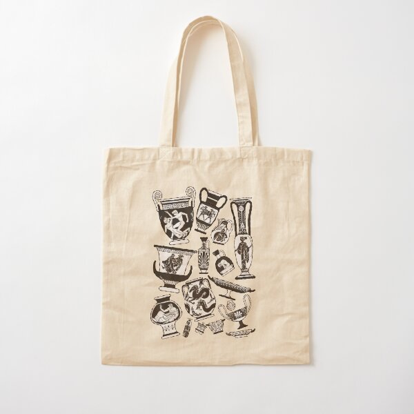 Ancient Greek Pottery - black and white Cotton Tote Bag