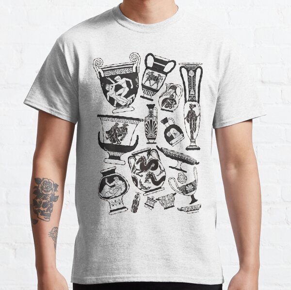 Ancient Greek Pottery - black and white Classic T-Shirt