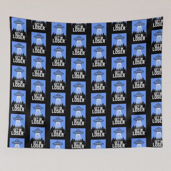 Item preview, Cute & Funny Get In Loser UFO Aliens Spaceship Tile Pattern designed and sold by perfectpresents.