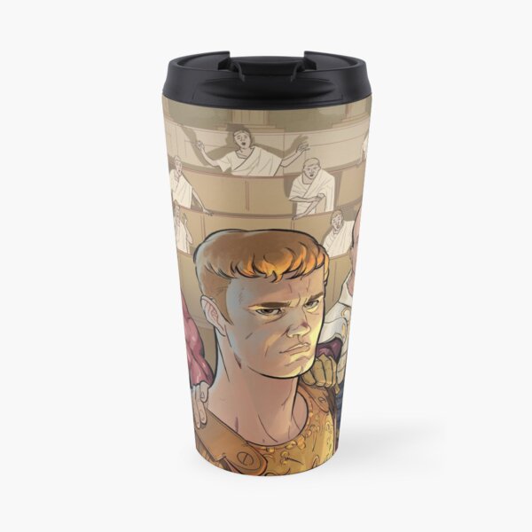 Cam & Ray & Auggie in the Senate Travel Mug