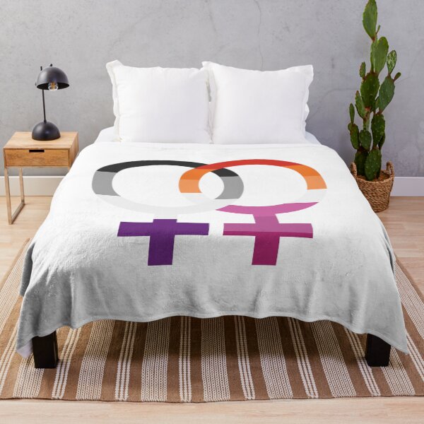 Item preview, wlw & ace, interlocking symbols with asexual and orange lesbian flags designed and sold by Skyler Orion X.