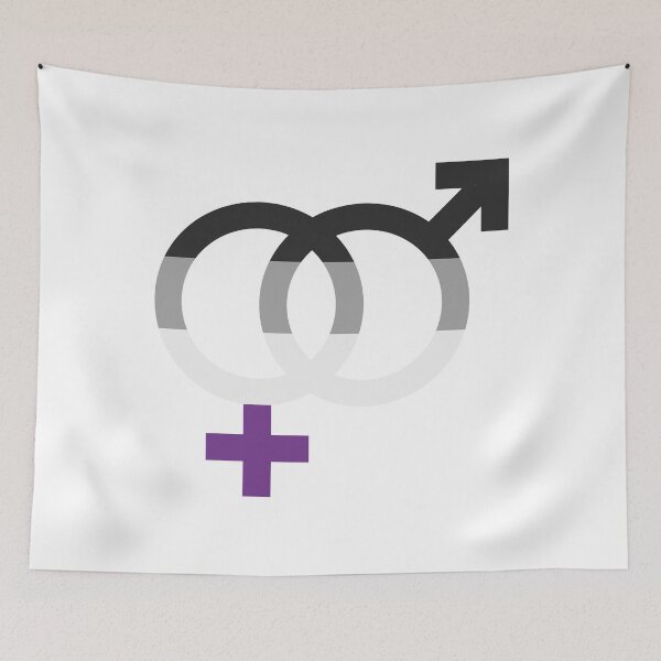 Item preview, het & ace, interlocking symbols with asexual flag designed and sold by Skyler Orion X.