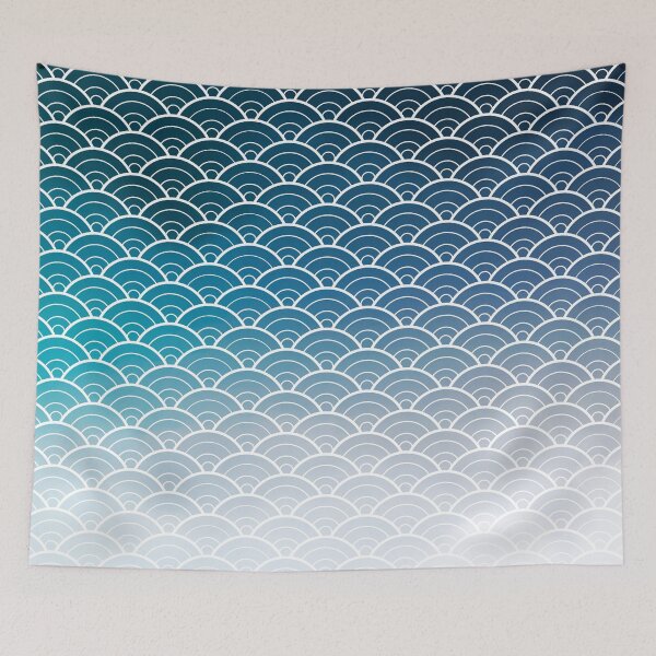 Item preview, Navy Blue Ombre Japanese Waves Pattern designed and sold by Design Minds Boutique.