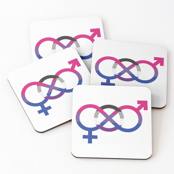 Item preview, bi & ace, interlocking symbols with asexual and bisexual flags designed and sold by Skyler Orion X.