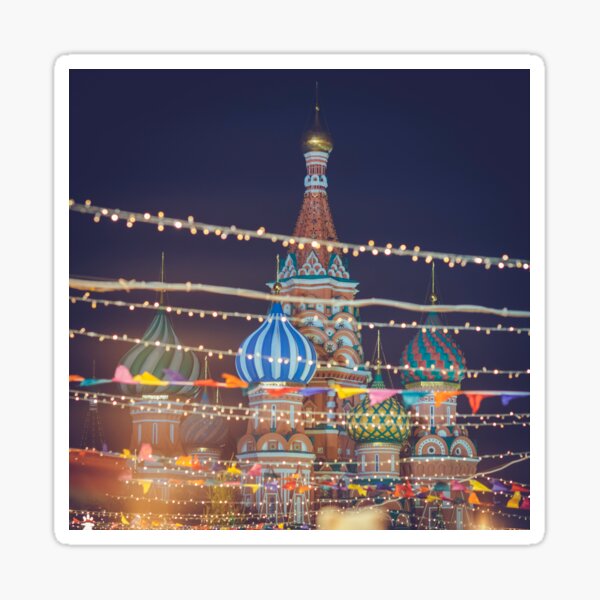 Basil 2 x Heart Stickers 15 cm BW Saint Basil's Cathedral Russian Square  #41470 