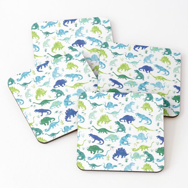 Item preview, Watercolor Dinosaur T-rex Dino Blue Green Pattern designed and sold by SamAnnDesigns.