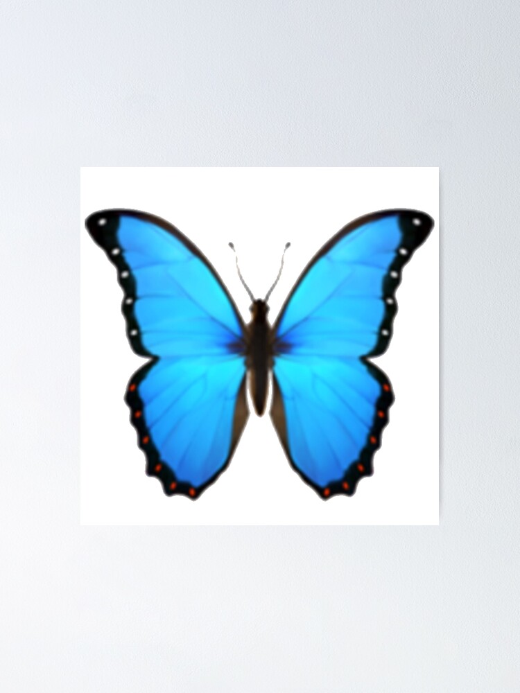 Blue Aesthetic Butterfly Emoji Poster By Alexcrewe Redbubble - free roblox accessories butterfly