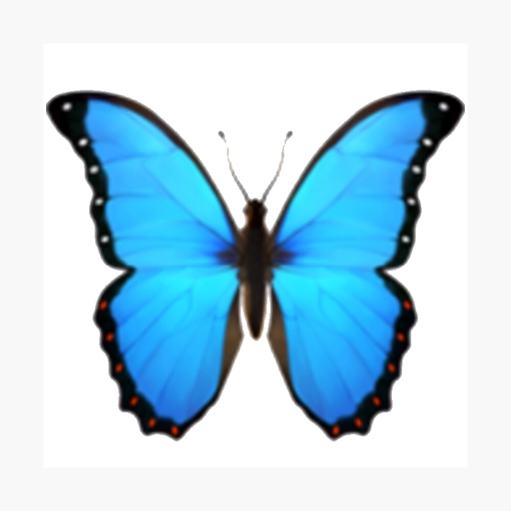 Blue Aesthetic Butterfly Emoji Poster By Alexcrewe Redbubble - roblox moth shirt