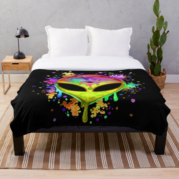 Splatter Alien - Yellow Throw Blanket