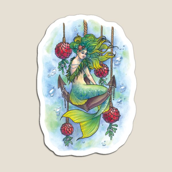 Mermaid Kisses, Holiday Wishes Magnet