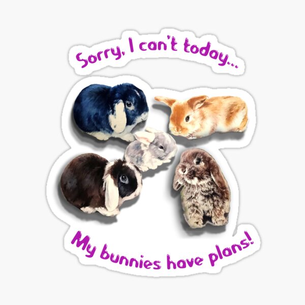 Cute bunny paintings with humour Sticker