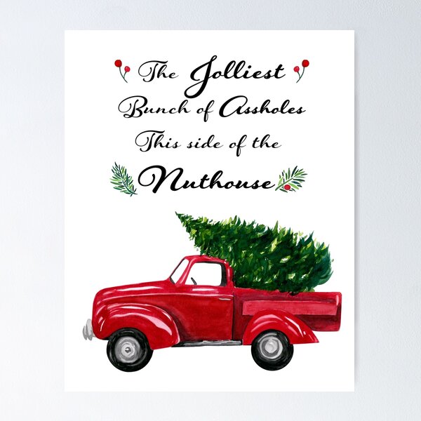 Item preview, The Jolliest Bunch - Funny Holiday Watercolor Painting designed and sold by Alisha Watercolors.