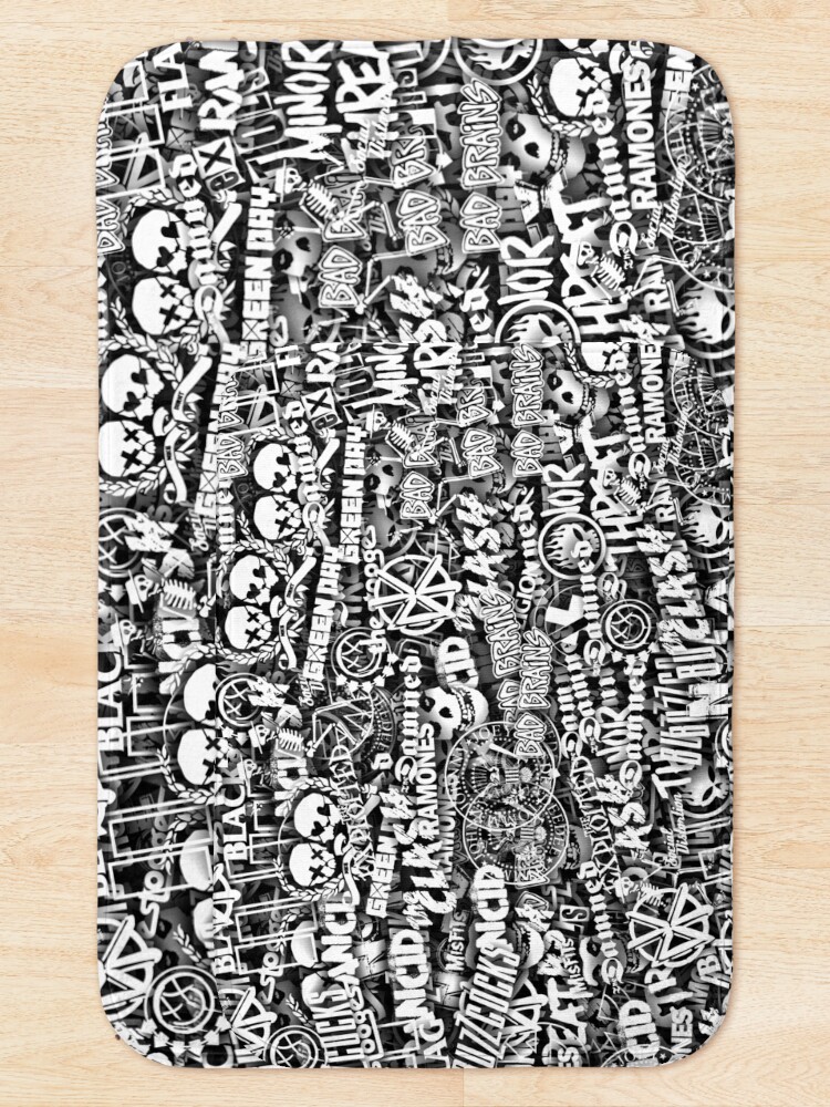 Thumbnail 5 of 6, Bath Mat, Punk-Rock bands. Stickerbombing designed and sold by dima-v.