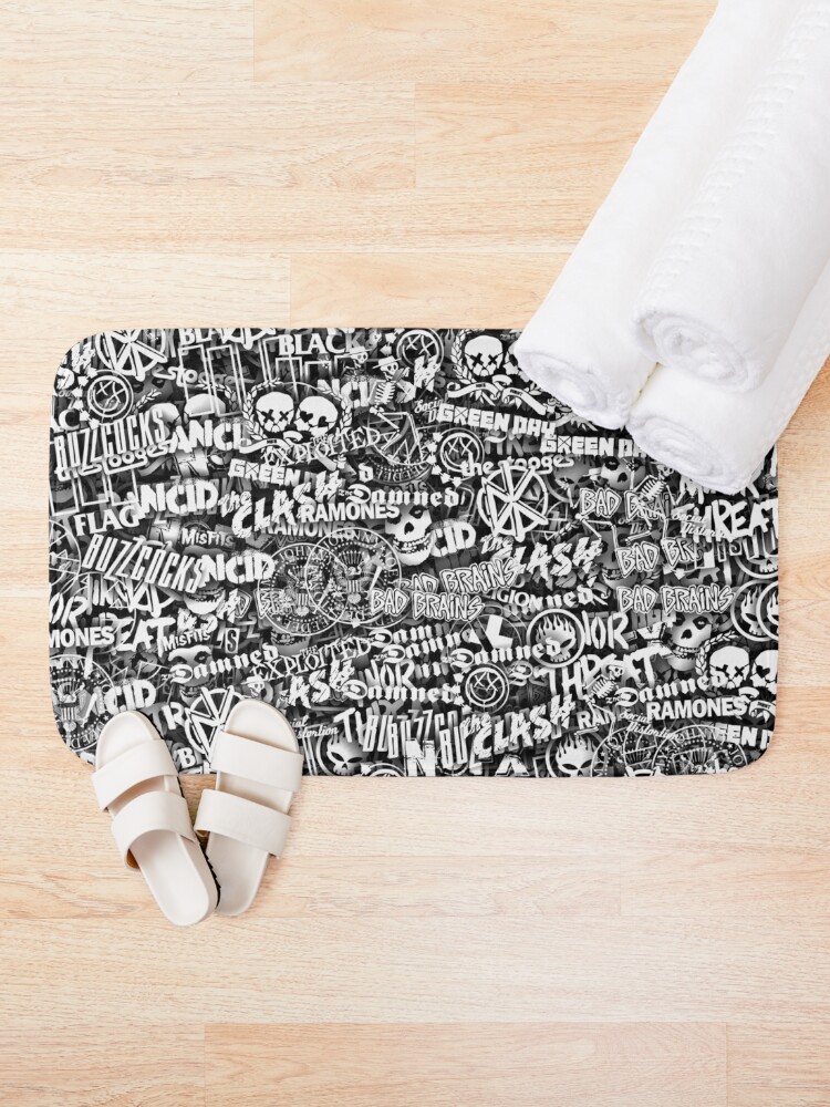 Thumbnail 2 of 6, Bath Mat, Punk-Rock bands. Stickerbombing designed and sold by dima-v.