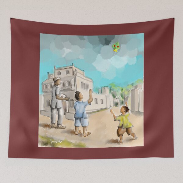 Item preview, Punjabi village kite flying  designed and sold by Sukhpal Grewal Ethnic Art.