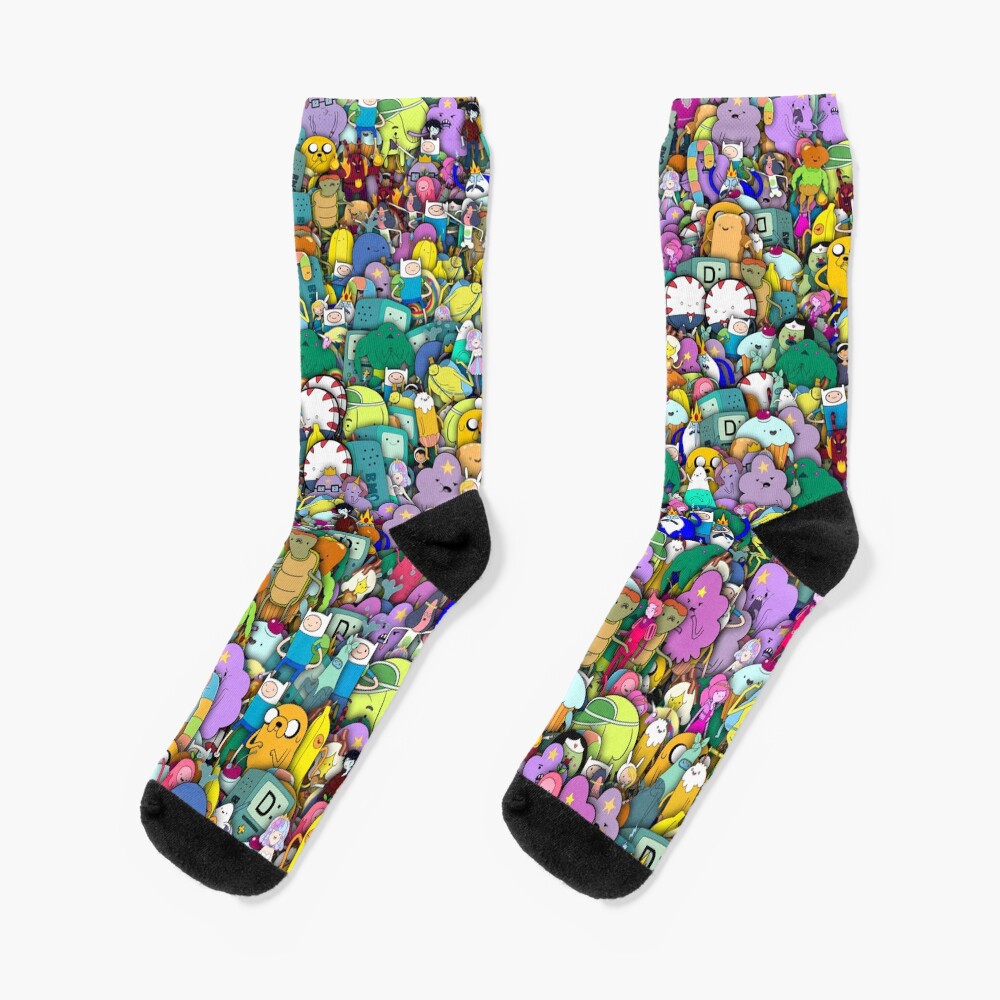 Adventure Time characters stickerbombing Socks
