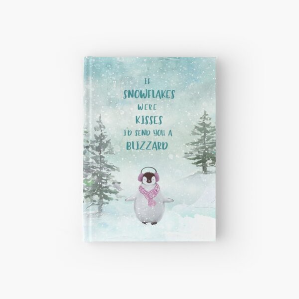Cute penguin in the snow Hardcover Journal