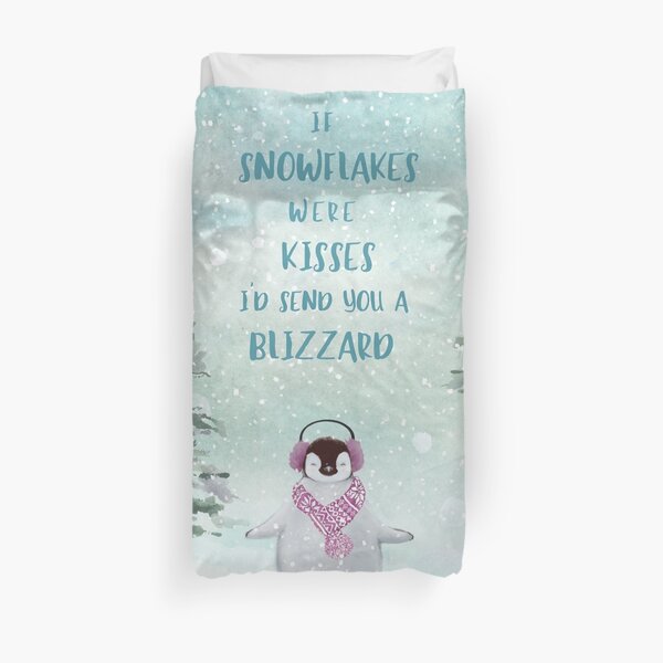 Cute penguin in the snow Duvet Cover