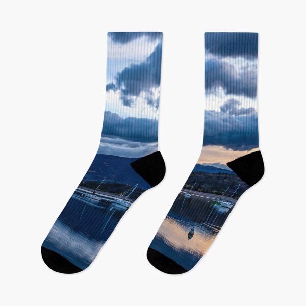 Item preview, Sailboat Dusk // Moody Calm Blue Waters on the Lake Before the Night designed and sold by catbyrdcolorado.