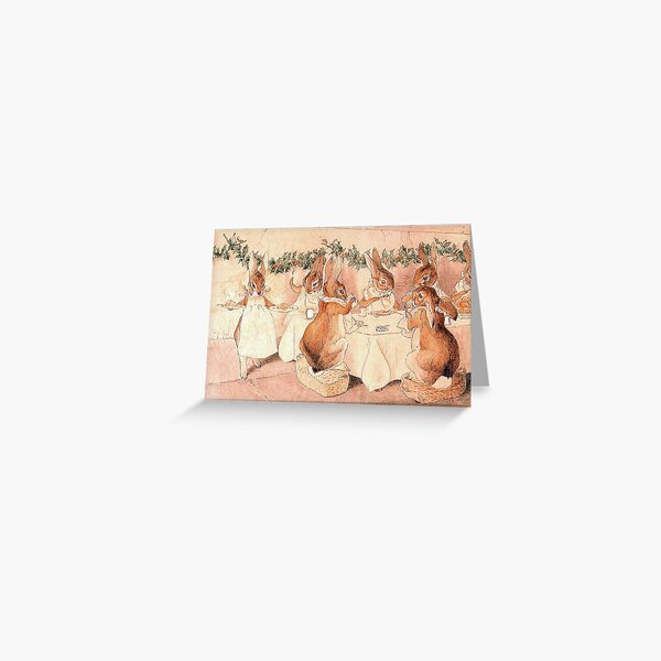 Rabbits Christmas Dinner - Beatrix Potter Greeting Card