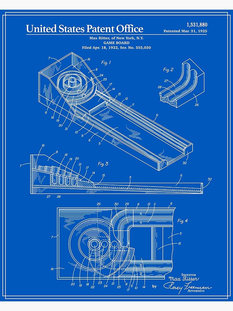 "Skee Ball Patent Blueprint" Photographic Print by FinlayMcNevin