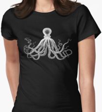 Octopus | Black and White Women's Fitted T-Shirt