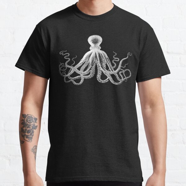 Octopus | Vintage Octopus | Tentacles | Sea Creatures | Nautical | Ocean | Sea | Beach | Black and White |  Classic T-Shirt
