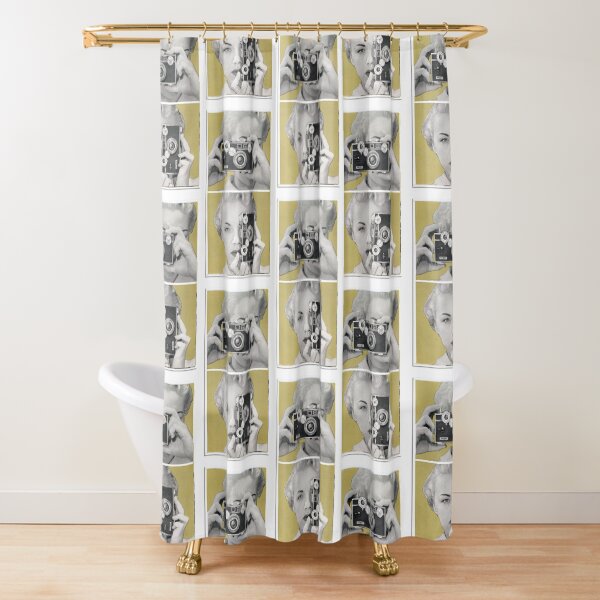 Woman with Argus Camera - Vintage Graphic Shower Curtain