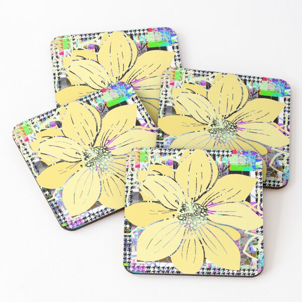 Item preview, Yellow Floral Glitchy Glam Houndstooth designed and sold by thebrightspotco.