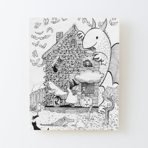 Busy Halloween Wood Mounted Print