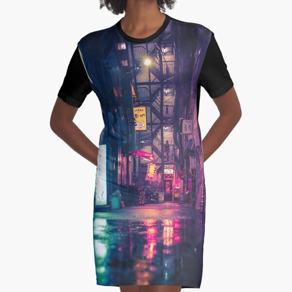 Film Noir Tokyo Graphic T-Shirt Dress